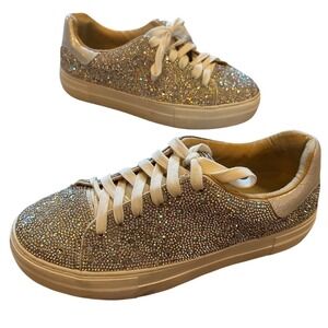 Betsey Johnson Silver Rhinestone Sneakers Womens 9